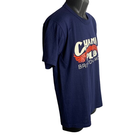 Vintage 80s Champs Pub Crewneck T Shirt M Blue Single Stitch Russell Eagle Tag - Picture 3 of 7
